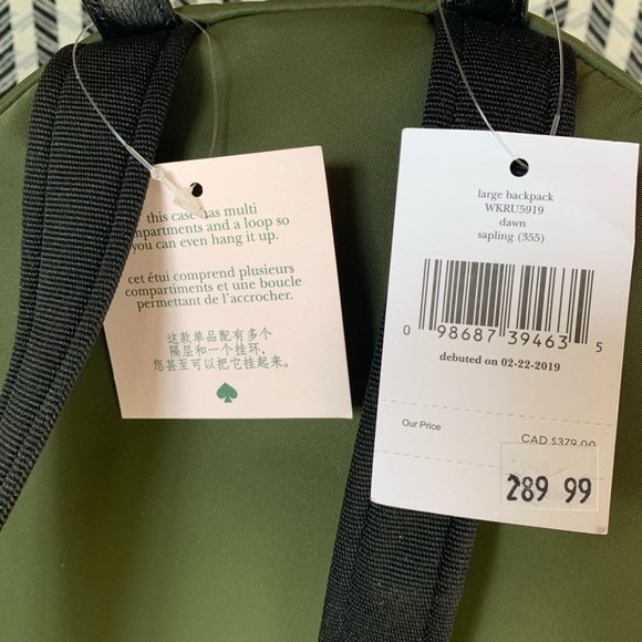 KATE SPADE , Large Nylon Backpack Laptop Green - Picture 3 of 8